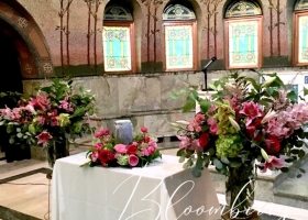 Lakewood Cemetery pink vase and urn arrangements