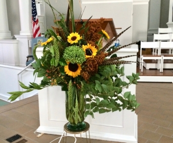 Woodsy large vase arrangement funeral