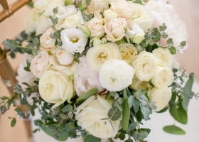 Closeup Ivory, White & Blush Bridal Bouquet by Bloomberry Floral