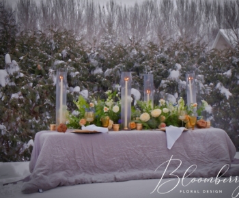Romantic Candle and Floral Table Centerpiece
