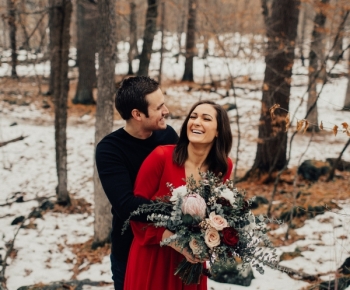 Winter Couple Floral Photoshoots Woods in Minnesota