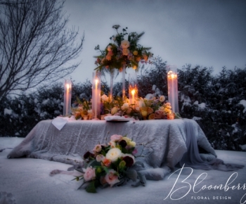 Romantic Floral and Candle Centerpiece by Bloomberry Floral
