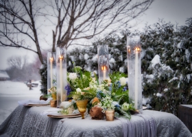Minnesota Winter Flower and Candle Centerpiece