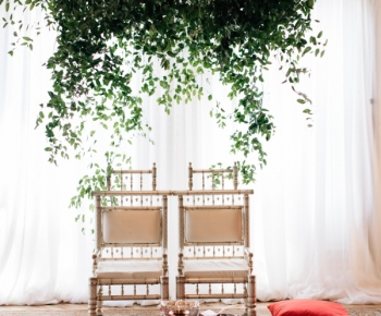 Indian Wedding Alter with Hanging Greenery Piece by Bloomberry Floral